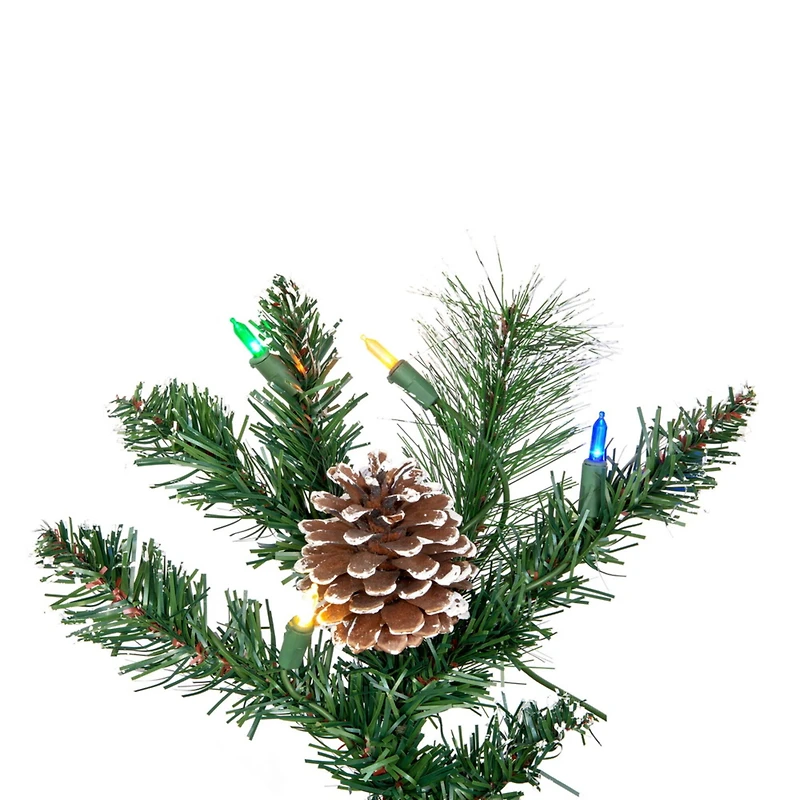 4.5ft. Pre-Lit Snow Tipped Pine & Berry Artificial Christmas Tree, Warm White LED Lights