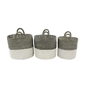 White Seagrass Contemporary Storage Basket Set