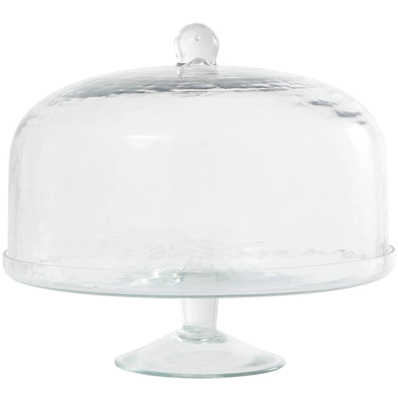 12" Clear Glass Cake Stand with Glass Dome