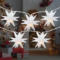 10-Count LED White Star Christmas Fairy Lights  5.25ft  Copper Wire
