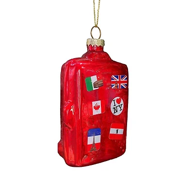 Wizardi 12" Glass Suitcase Christmas Ornament