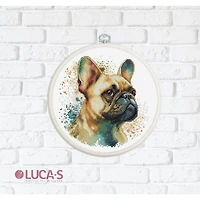 Luca-S French Bulldog Counted Cross Stitch Kit with Display Hoop