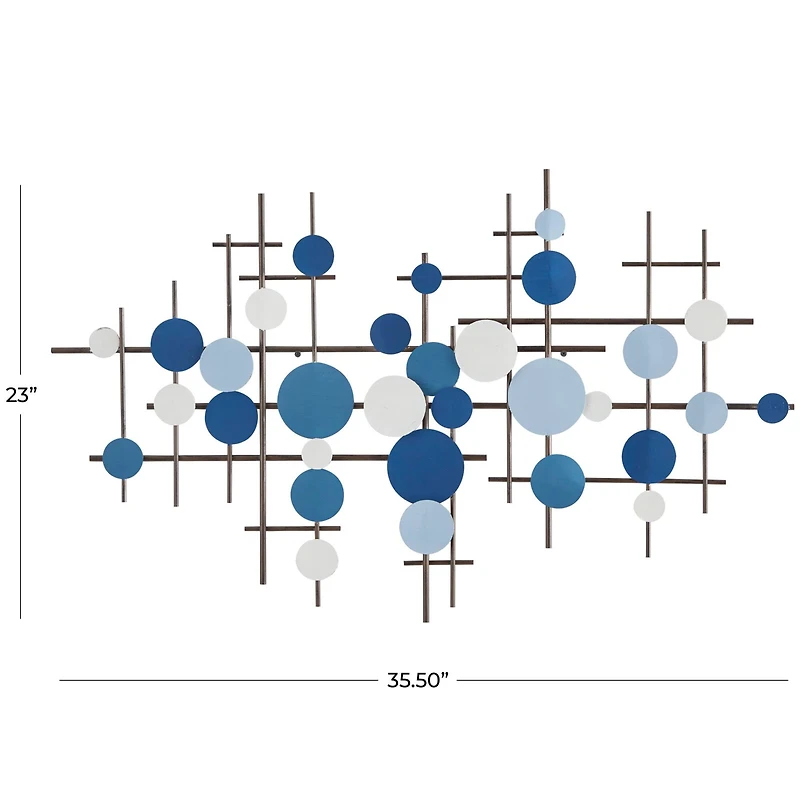 CosmoLiving by Cosmopolitan Blue Metal Overlapping Circle Geometric Wall Decor 39" x 1" x 23"