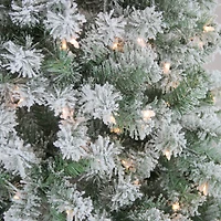 7.5ft. Pre-Lit Flocked Winema Pine Artificial Christmas Tree, Clear Lights