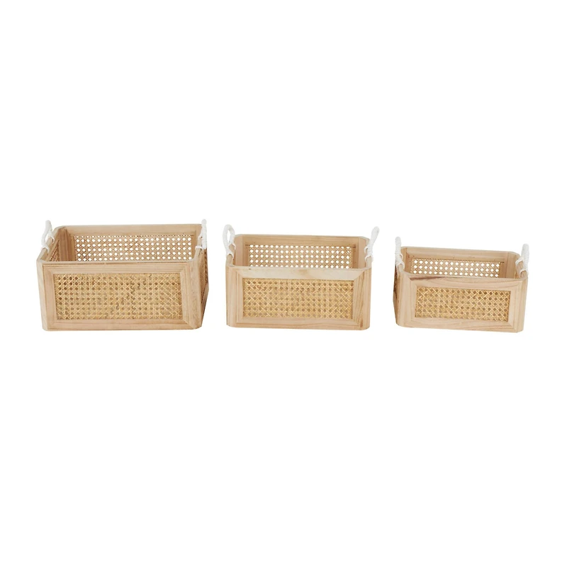 Brown Rattan Woven Storage Basket Set, 3ct.