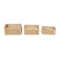 Brown Rattan Woven Storage Basket Set, 3ct.