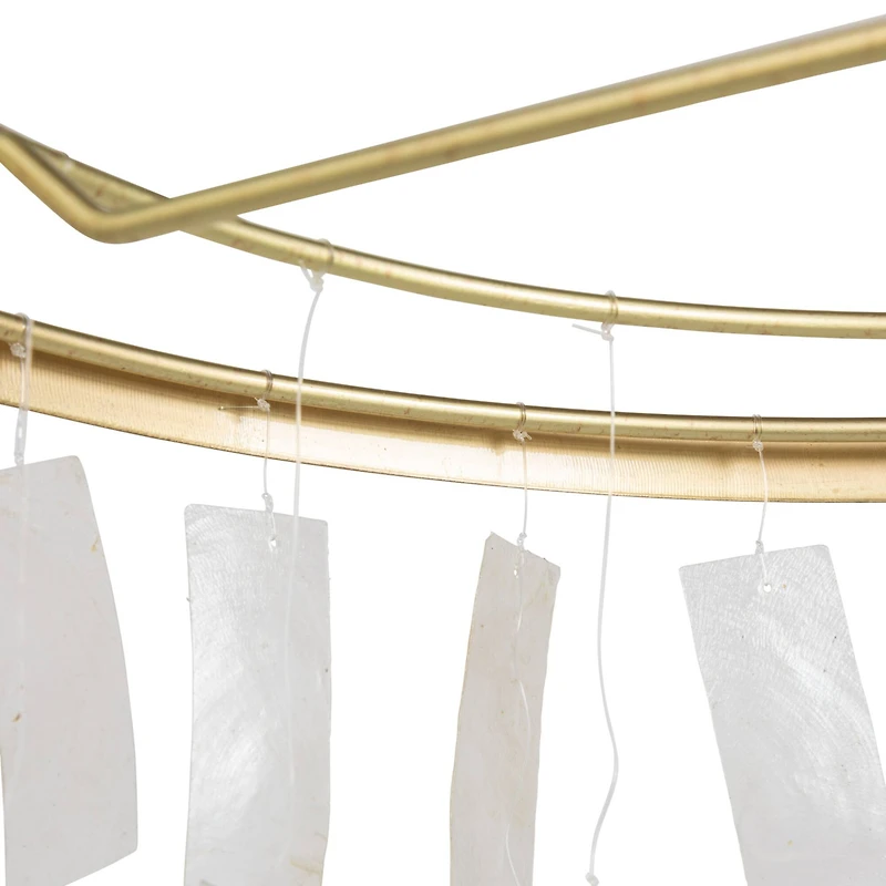 Hello Honey® Marina Round Gold Metal & Natural Capiz Chandelier Style Pendant Ceiling Light