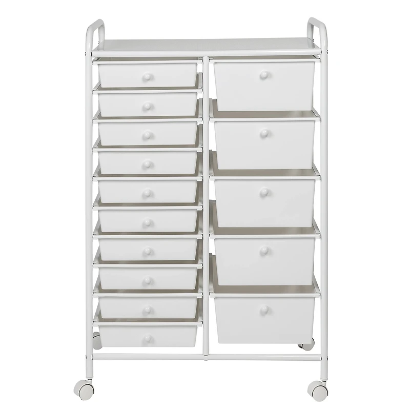 Honey Can Do White 15-Drawer Metal Rolling Storage Cart