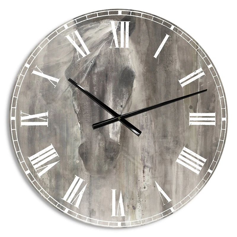 Designart 'Farmhouse Horse Farmhouse Wall Clock