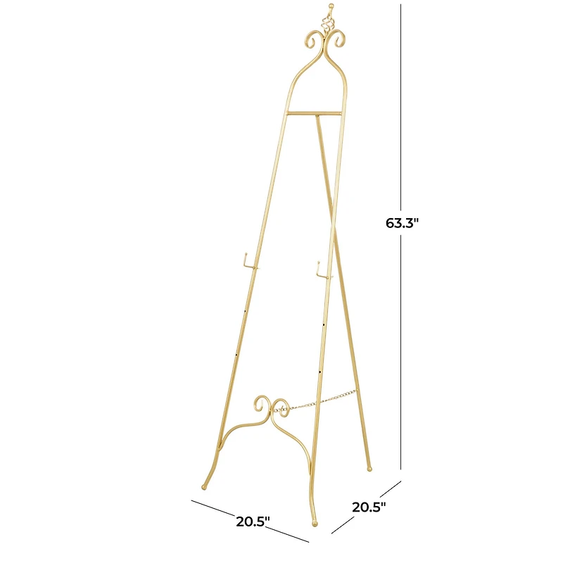 63" Gold Metal Scroll 3-Tier Display Easel
