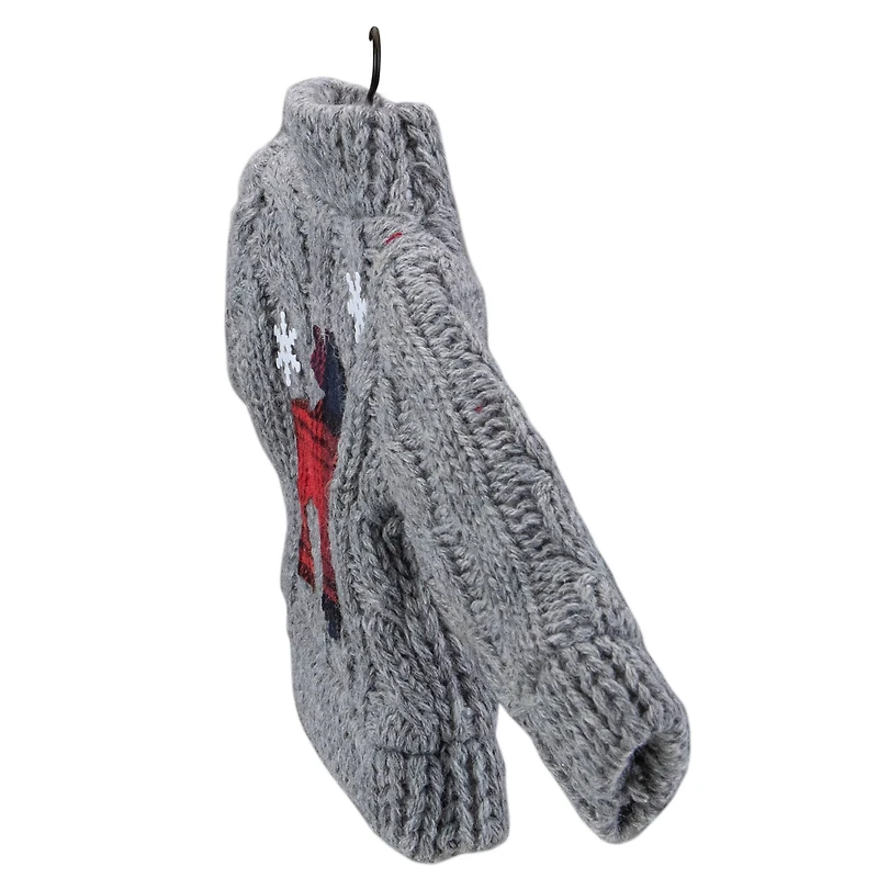 Ugly Sweater with Plaid Moose Christmas Ornament - 9" - Gray