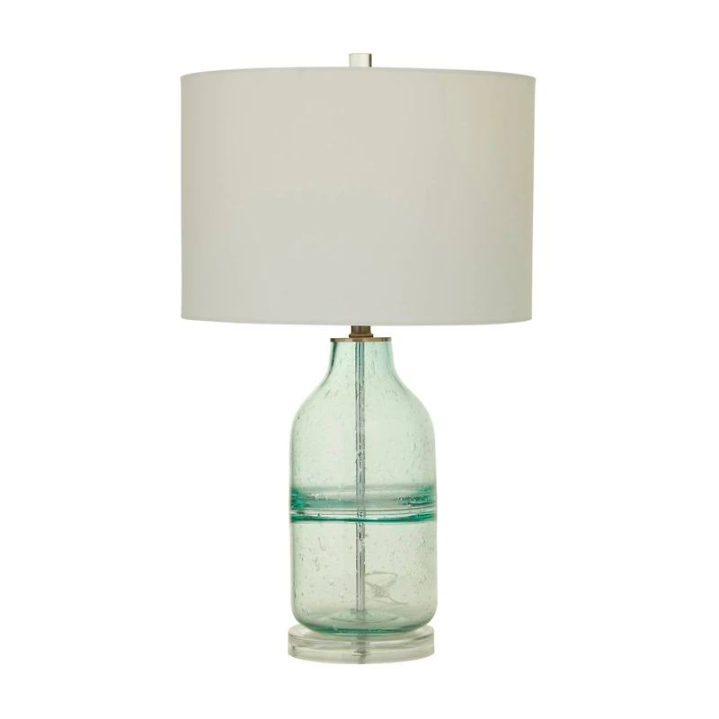 Teal Glass Table Lamp Set of 2 16", 25"