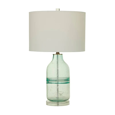Teal Glass Table Lamp Set of 2 16", 25"