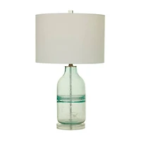 Teal Glass Table Lamp Set of 2 16", 25"
