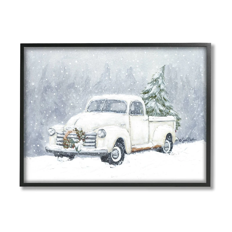 Stupell Industries Seasonal Niveous Snow Truck Scene Framed Giclee Art