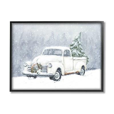 Stupell Industries Seasonal Niveous Snow Truck Scene Framed Giclee Art