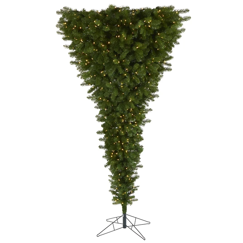 8ft. Pre-Lit Sun Valley Spruce Upside Down Artificial Christmas Tree, Warm White LED Lights