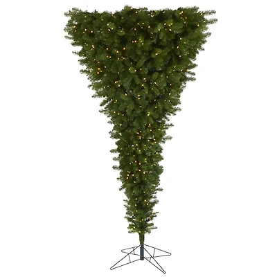 8ft. Pre-Lit Sun Valley Spruce Upside Down Artificial Christmas Tree, Warm White LED Lights