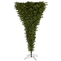 8ft. Pre-Lit Sun Valley Spruce Upside Down Artificial Christmas Tree, Warm White LED Lights