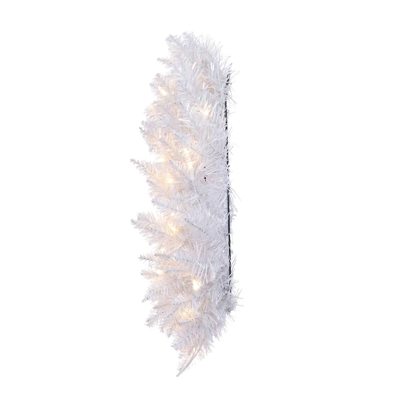 24" Pre-Lit Sparkle White Spruce Artificial Christmas Wreath, Warm White LED Lights