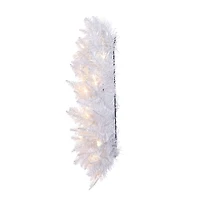 24" Pre-Lit Sparkle White Spruce Artificial Christmas Wreath, Warm White LED Lights