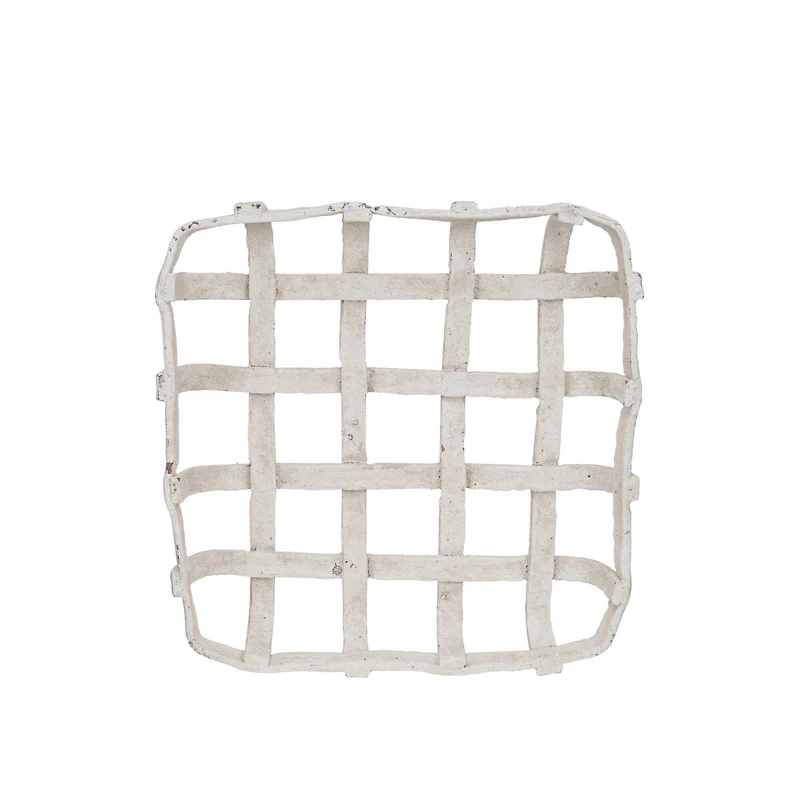 Hello Honey® 15.25" White Distressed Finish Woven Basket