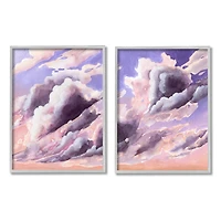 Stupell Industries Cumulus Cloudy Sky Blue Orange Sunset in Gray Frame Wall Art