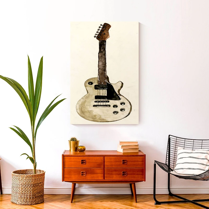White Guitar 24" x 36" Canvas Wall Art