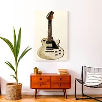 White Guitar 24" x 36" Canvas Wall Art