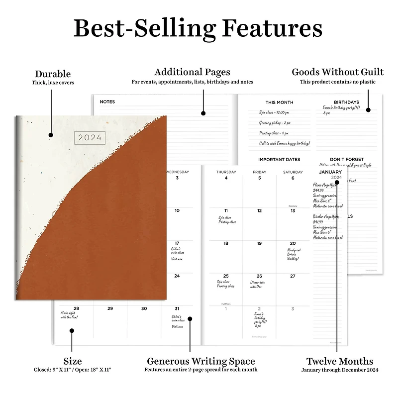 2024 Rust Large Monthly Planner