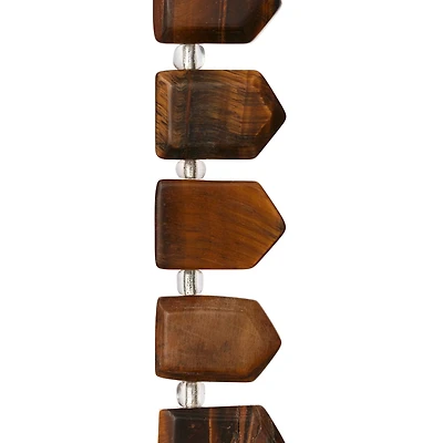 12 Packs: 9 ct. (108 total) Brown Faceted Tiger's Eye Arrow Semi-Precious Beads, 18mm by Bead Landing™