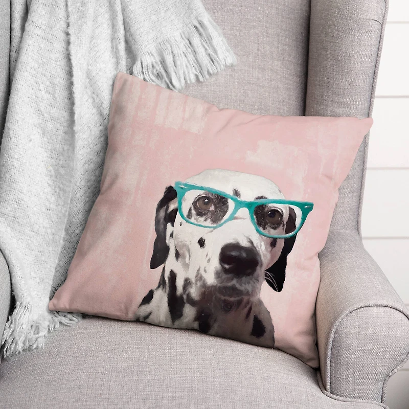 Nerdy Dalmation 2 Throw Pillow