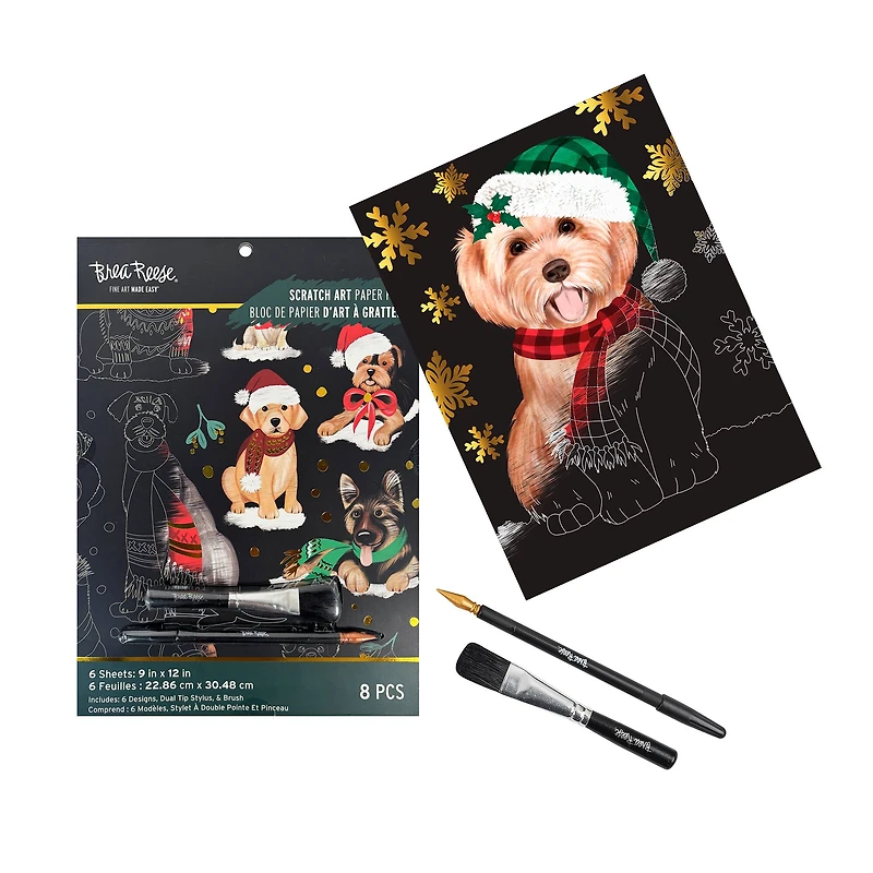 Brea Reese™ 9" x 12" Christmas Pets Scratch Art Paper Pad
