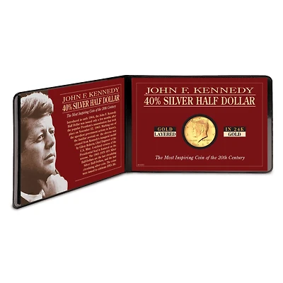 Pure Gold Layered Silver JFK Half Dollar Coin