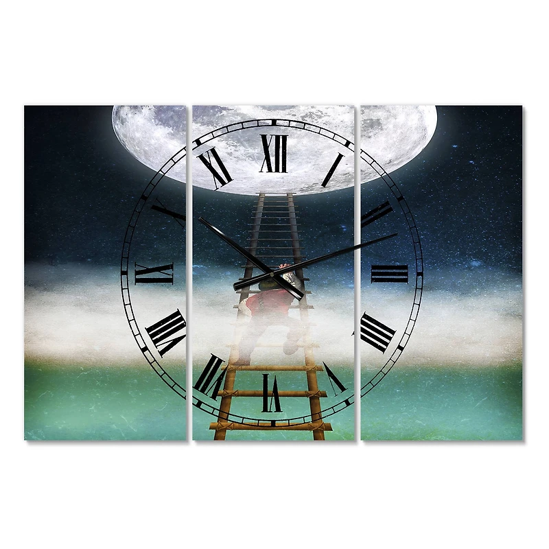 Designart Reach for the Moon Modern Multipanel Wall Clock