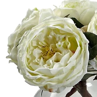 8" White Fancy Rose In Glass Vase