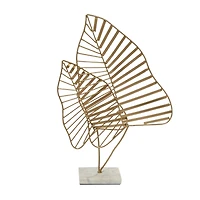 17" Gold Metal Glam Nature Sculpture