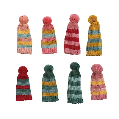 Hello Honey® 4" Cotton Knitted Hat Bottle Topper Set