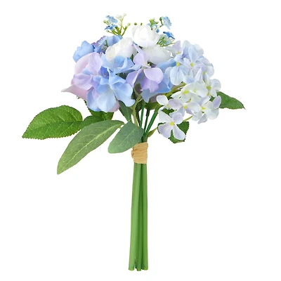 12" Blue & White Hydrangea, Rose & Mini Ranunculus Bouquet by Ashland®