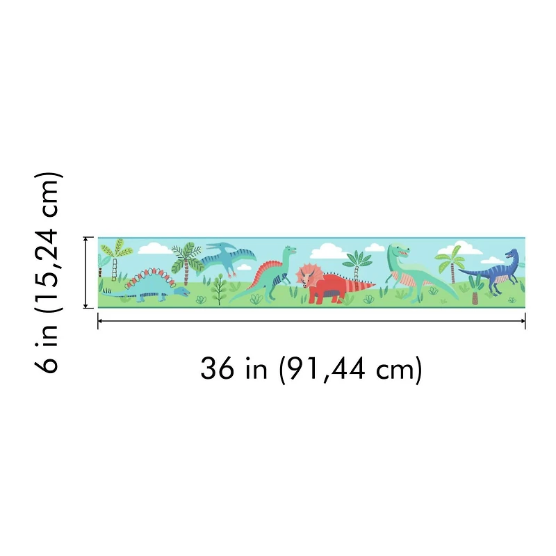 RoomMates Dinosaur Parade Peel & Stick Wallpaper Border