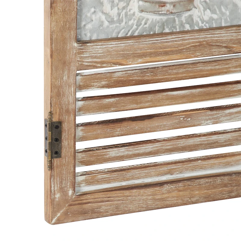52" Brown Farmhouse Shutter Wall Décor Set