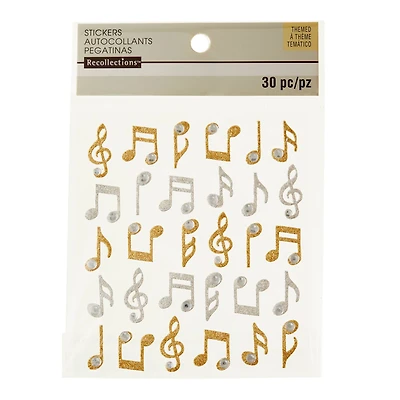 12 Packs: 30 ct. (360 total) Glitter Music Note Stickers by Recollections™