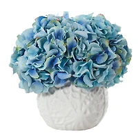 11" Hydrangea Artificial Arrangement in White Vase