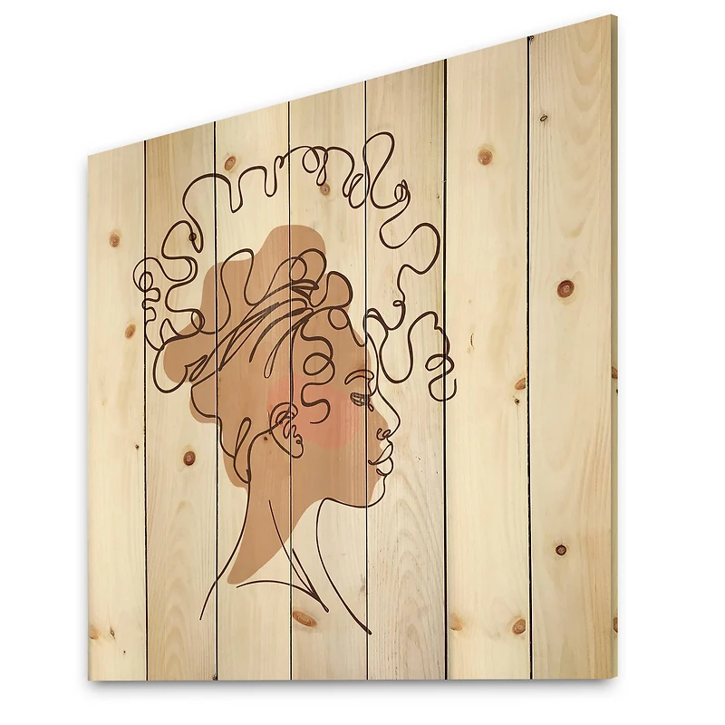 Designart - One Line Portrait of African American Woman I