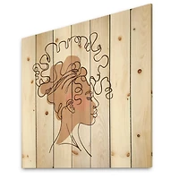 Designart - One Line Portrait of African American Woman I
