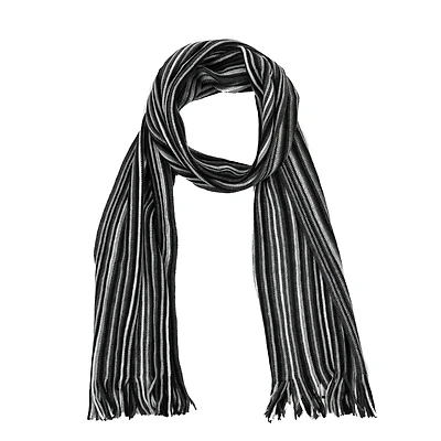 Glitzhome® 70" Men's Black & White Striped Scarf with Tassels