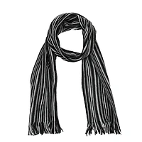 Glitzhome® 70" Men's Black & White Striped Scarf with Tassels