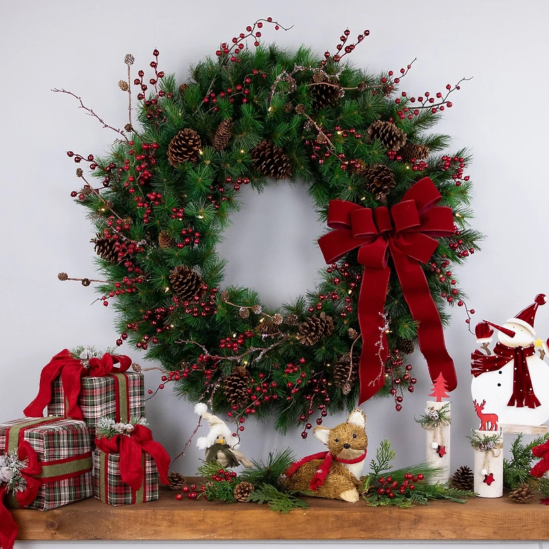 36" Pre-Lit Artificial Christmas Royal Oregon Pine Wreath