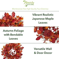 22" Japanese Maple, Magnolia Leaf & Berries Wreath