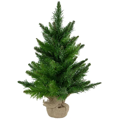 18" Unlit Mini Balsam Pine Medium Artificial Christmas Tree in Burlap Base